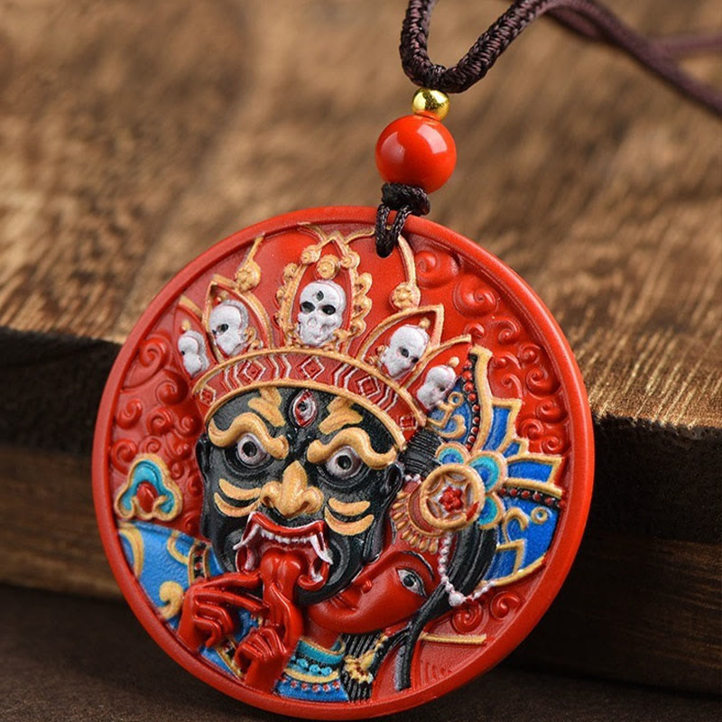Collana con ciondolo di benedizione in cinabro dipinto con Buddha Stones, dea della ricchezza, Zakiram