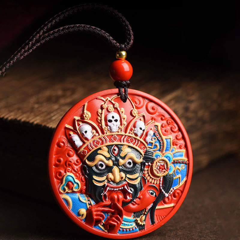 Collana con ciondolo di benedizione in cinabro dipinto con Buddha Stones, dea della ricchezza, Zakiram