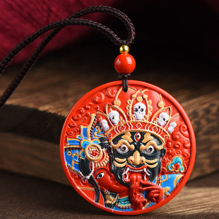 Collana con ciondolo di benedizione in cinabro dipinto con Buddha Stones, dea della ricchezza, Zakiram