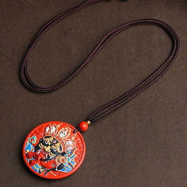 Collana con ciondolo di benedizione in cinabro dipinto con Buddha Stones, dea della ricchezza, Zakiram