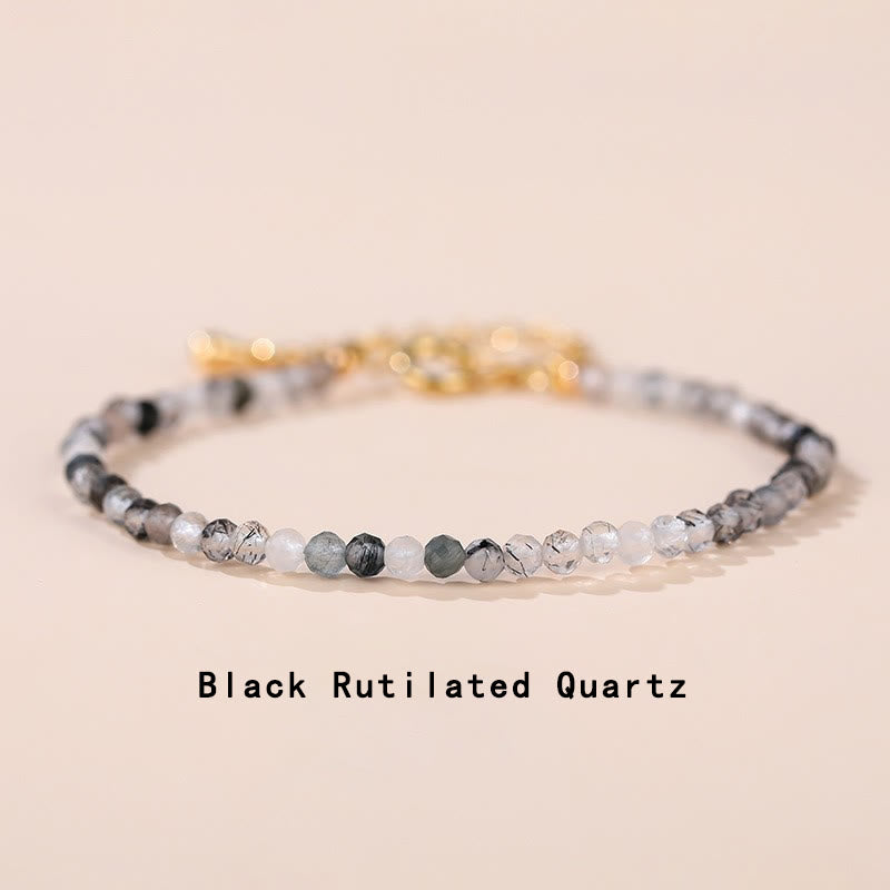Bracciale a catena curativa Buddha Stones, quarzo fragola, prehnite, peridoto, lazurite, lapislazzuli, cristallo rosa e tormalina - Quarzo rutilato nero (circonferenza del polso 14-16 cm) - image 19