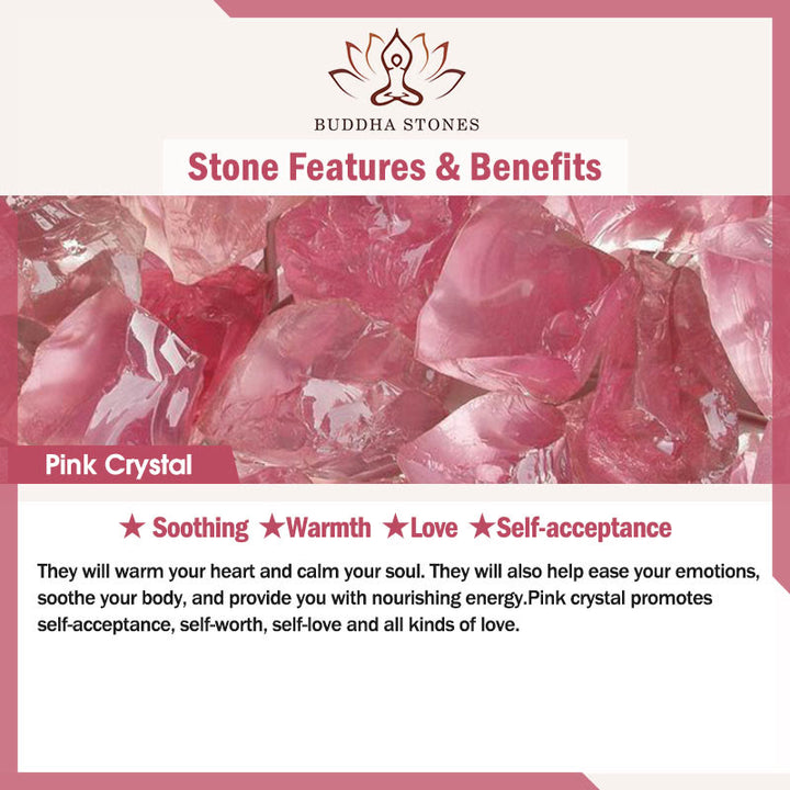 Braccialetto di guarigione in cristallo rosa con carattere Fu in quarzo fragola Buddha Stones