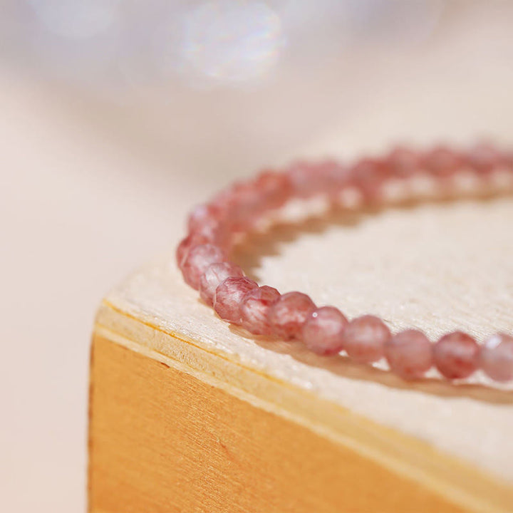Bracciale a catena curativa in quarzo fragola, prehnite, peridoto, lazurite, cristallo rosa e tormalina Buddha Stones
