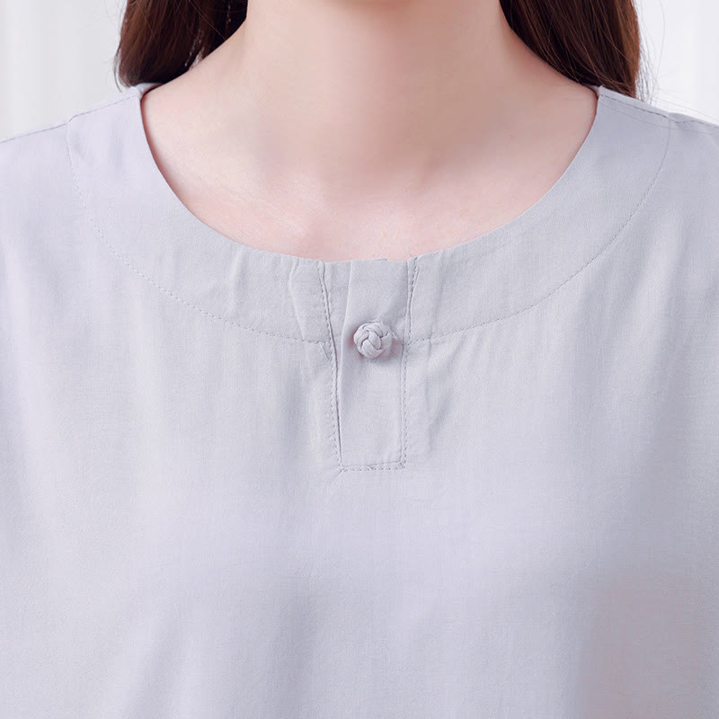 Buddha Stones 2 pezzi mezza manica T-shirt pantaloni meditazione Zen Tai Chi cotone lino abbigliamento unisex set - image 13