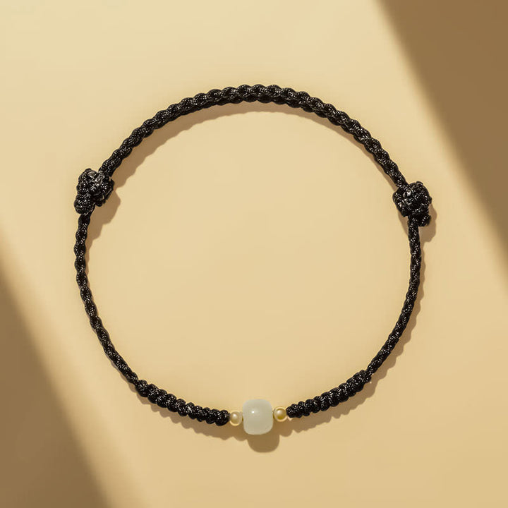 Bracciale intrecciato con perline di giada portafortuna fatte a mano Buddha Stones