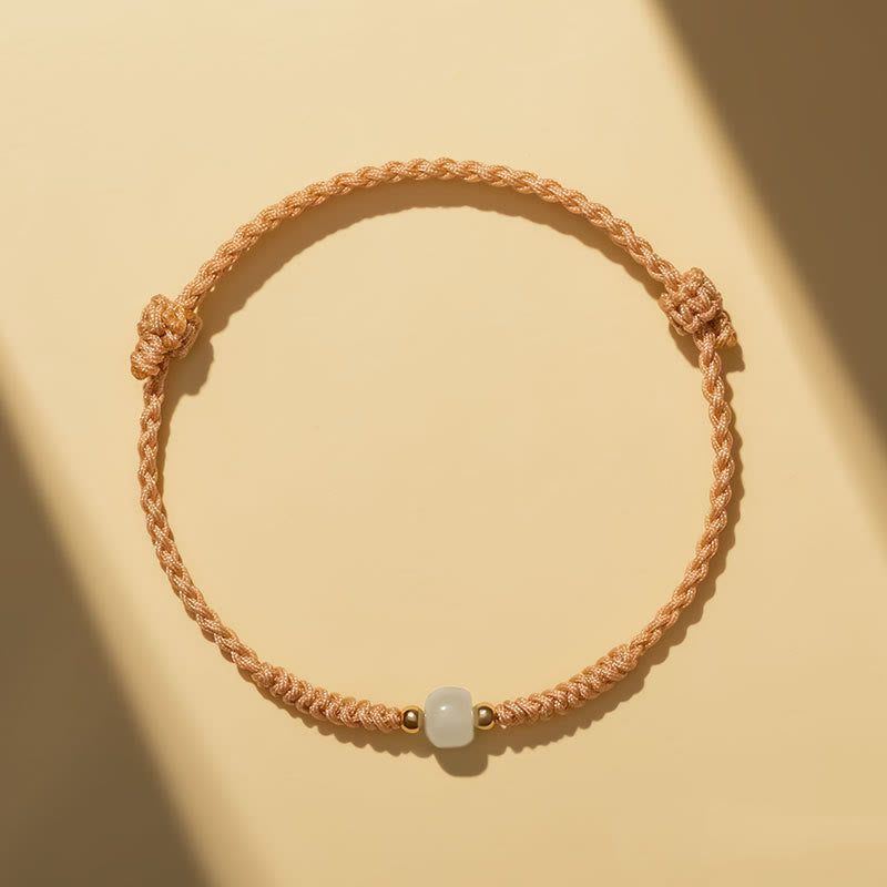 Bracciale intrecciato con perline di giada portafortuna fatte a mano Buddha Stones