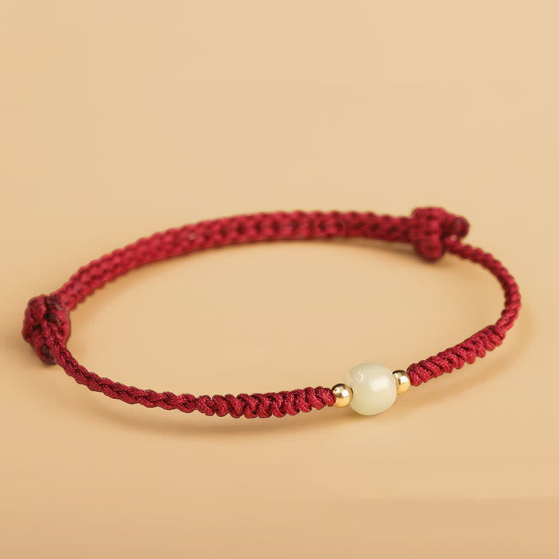 Bracciale intrecciato con perline di giada portafortuna fatte a mano Buddha Stones