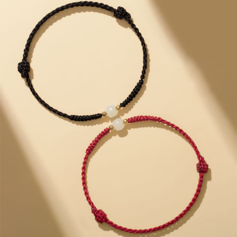 Bracciale intrecciato con perline di giada portafortuna fatte a mano Buddha Stones