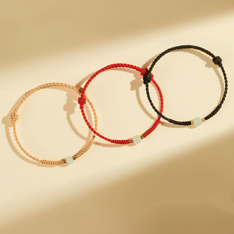 Bracciale intrecciato con perline di giada portafortuna fatte a mano Buddha Stones