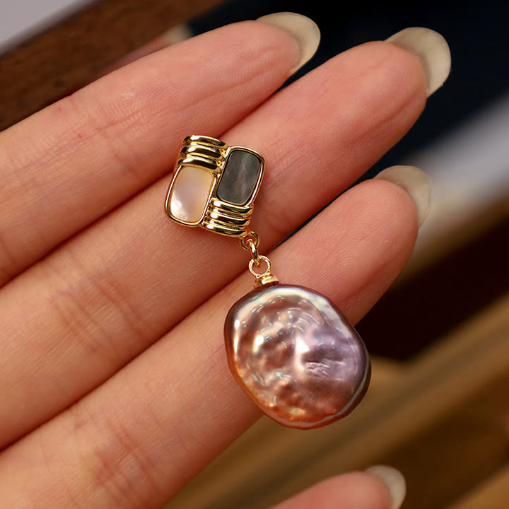 Orecchini pendenti con perle barocche naturali placcate in oro e argento sterling 925 Buddha Stones