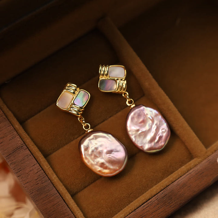 Orecchini pendenti con perle barocche naturali placcate in oro e argento sterling 925 Buddha Stones