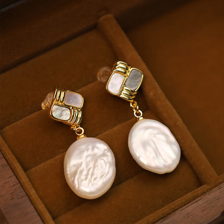 Orecchini pendenti con perle barocche naturali placcate in oro e argento sterling 925 Buddha Stones