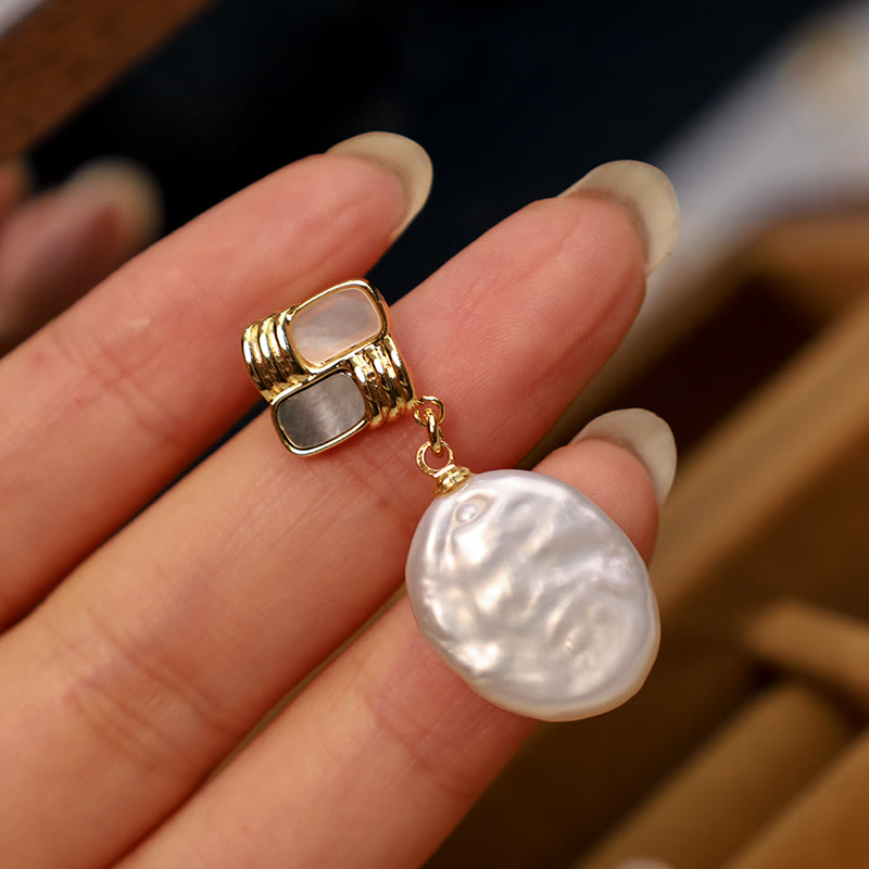 Orecchini pendenti con perle barocche naturali placcate in oro e argento sterling 925 Buddha Stones