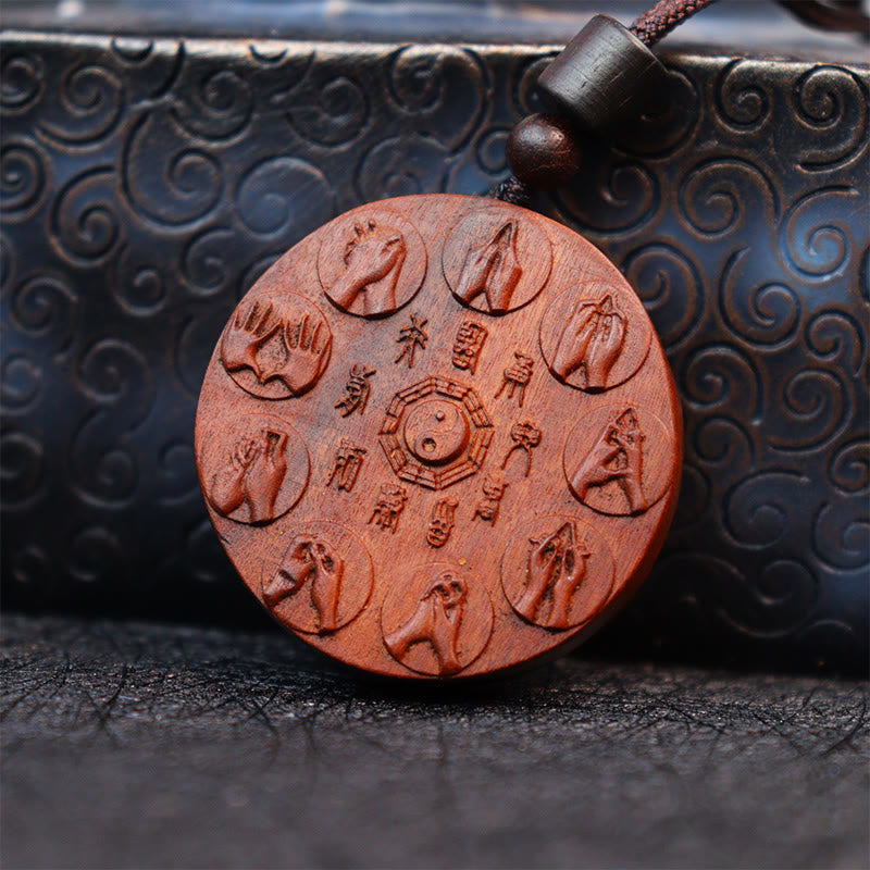 Buddha Stones Fulmine Colpito Legno di Giuggiola Yin Yang Bagua Montagna Fantasmi Spendere Soldi Protezione Collana Pendente