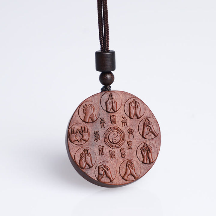 Buddha Stones Fulmine Colpito Legno di Giuggiola Yin Yang Bagua Montagna Fantasmi Spendere Soldi Protezione Collana Pendente