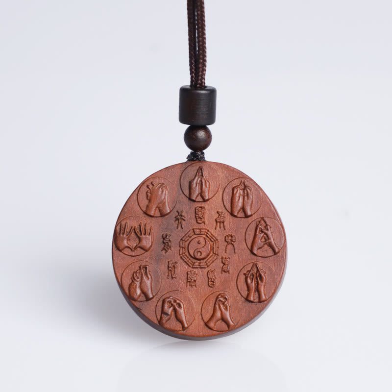 Buddha Stones Fulmine Colpito Legno di Giuggiola Yin Yang Bagua Montagna Fantasmi Spendere Soldi Protezione Collana Pendente