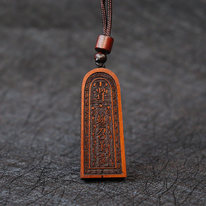 Buddha Stones Fulmine Colpito Legno di Giuggiola Taoista Cinque Tuoni Ordine Fortuna Protezione Collana Pendente