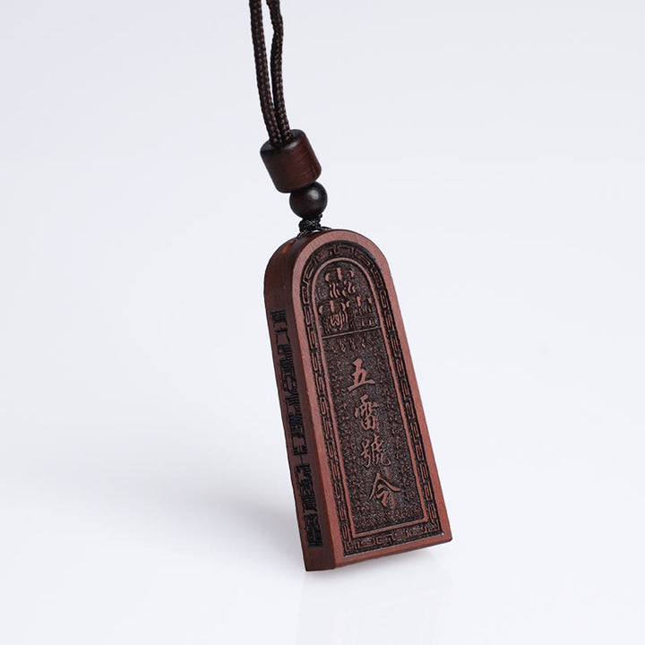 Buddha Stones Fulmine Colpito Legno di Giuggiola Taoista Cinque Tuoni Ordine Fortuna Protezione Collana Pendente