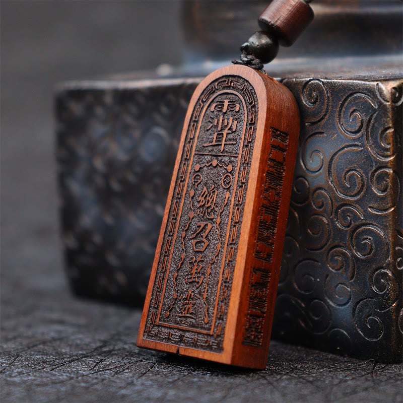 Buddha Stones Fulmine Colpito Legno di Giuggiola Taoista Cinque Tuoni Ordine Fortuna Protezione Collana Pendente