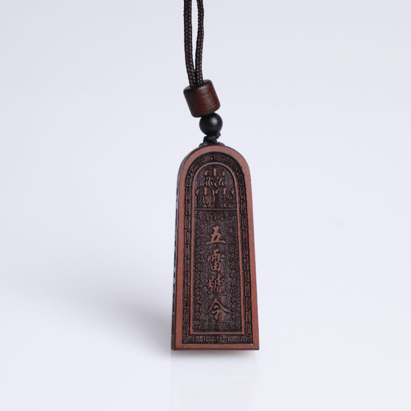 Buddha Stones Fulmine Colpito Legno di Giuggiola Taoista Cinque Tuoni Ordine Fortuna Protezione Collana Pendente