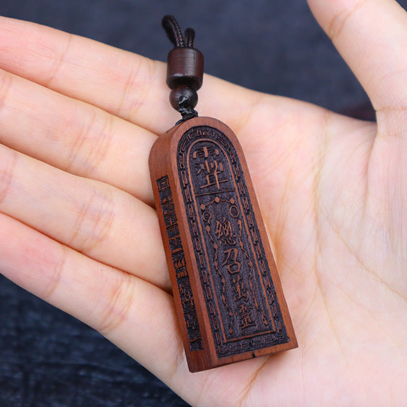Buddha Stones Fulmine Colpito Legno di Giuggiola Taoista Cinque Tuoni Ordine Fortuna Protezione Collana Pendente