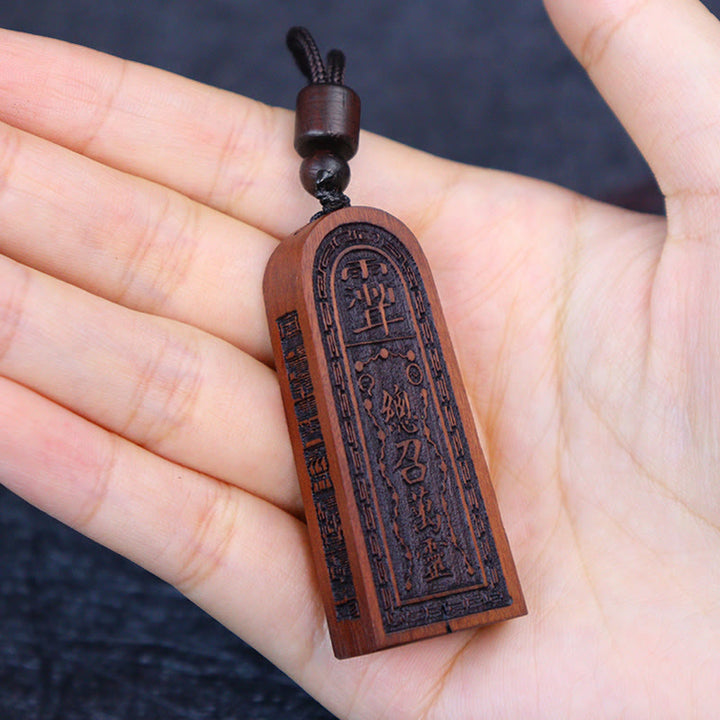 Buddha Stones Fulmine Colpito Legno di Giuggiola Taoista Cinque Tuoni Ordine Fortuna Protezione Collana Pendente