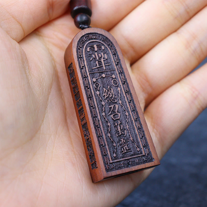 Buddha Stones Fulmine Colpito Legno di Giuggiola Taoista Cinque Tuoni Ordine Fortuna Protezione Collana Pendente