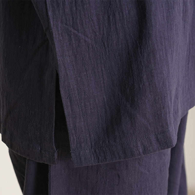 Buddha Stones 2 pezzi scollo a V manica a tre quarti camicia top pantaloni meditazione zen tai chi cotone lino abbigliamento da donna set