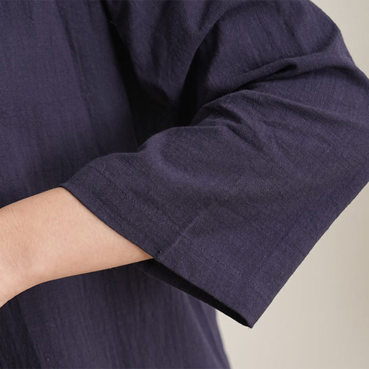 Buddha Stones 2 pezzi scollo a V manica a tre quarti camicia top pantaloni meditazione zen tai chi cotone lino abbigliamento da donna set - image 15