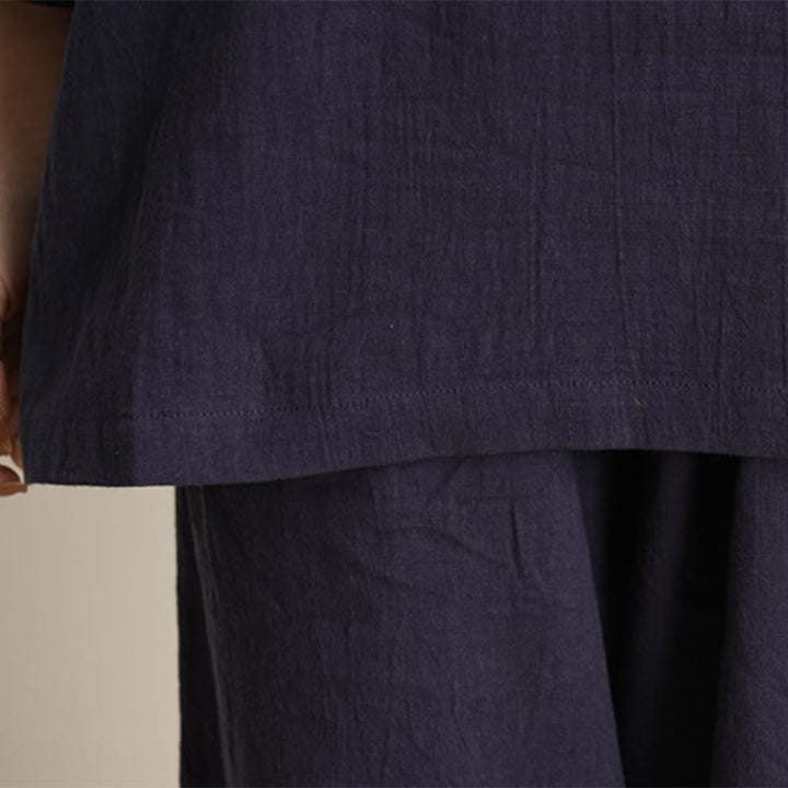 Completo da donna Buddha Stones 2 pezzi con maglietta a V a maniche a tre quarti e pantaloni, ideale per meditazione, zen e tai chi. - image 17