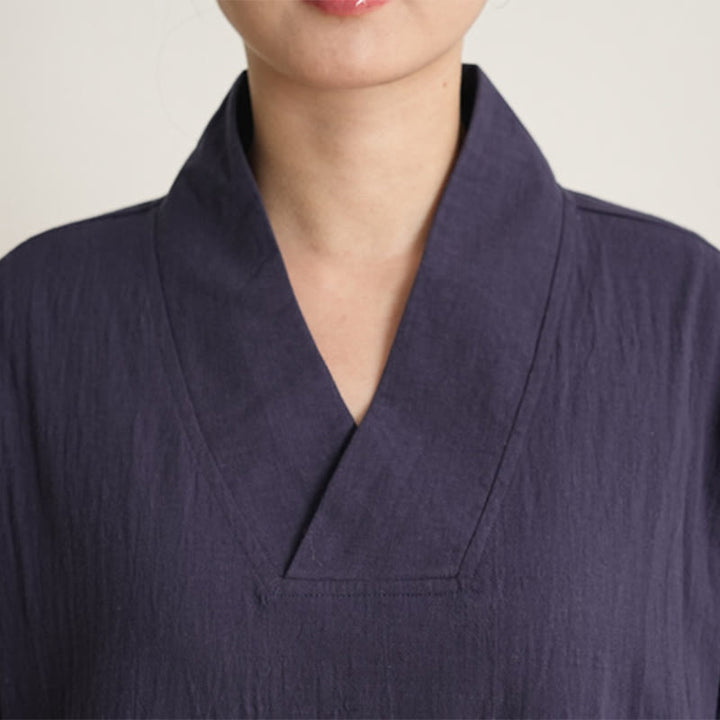 Buddha Stones 2 pezzi scollo a V manica a tre quarti camicia top pantaloni meditazione zen tai chi cotone lino abbigliamento da donna set - image 14