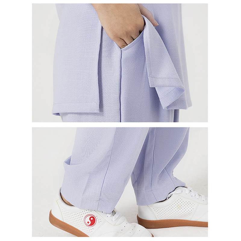 Buddha Stones 2 pezzi bottoni tre quarti manica camicia top pantaloni meditazione zen tai chi cotone lino abbigliamento donna set
