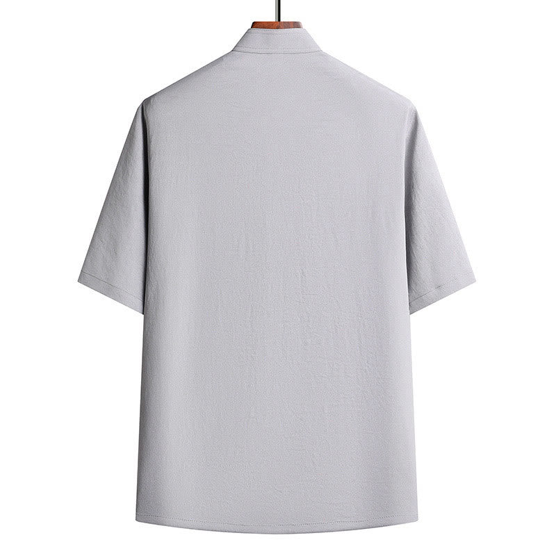 Buddha Stones Fu Character Tang Suit Hanfu Tradizionale Uniforme Manica Corta Top Pantaloni Abbigliamento Uomo Set - image 7