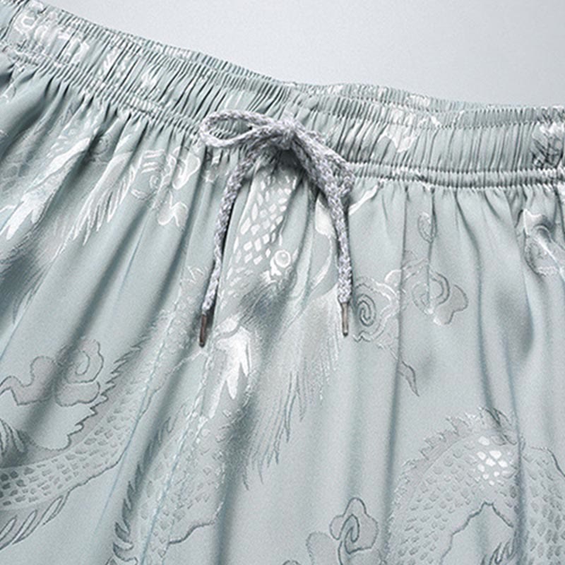 Buddha Stones Modello di drago Abito Tang Hanfu Uniforme tradizionale Maniche corte Pantaloni Abbigliamento Set da uomo