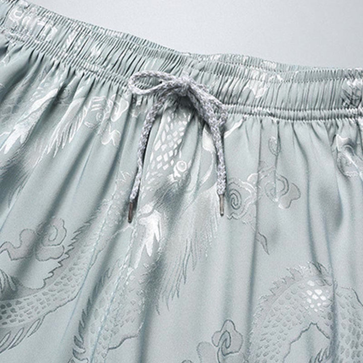 Buddha Stones Modello di drago Abito Tang Hanfu Uniforme tradizionale Maniche corte Pantaloni Abbigliamento Set da uomo