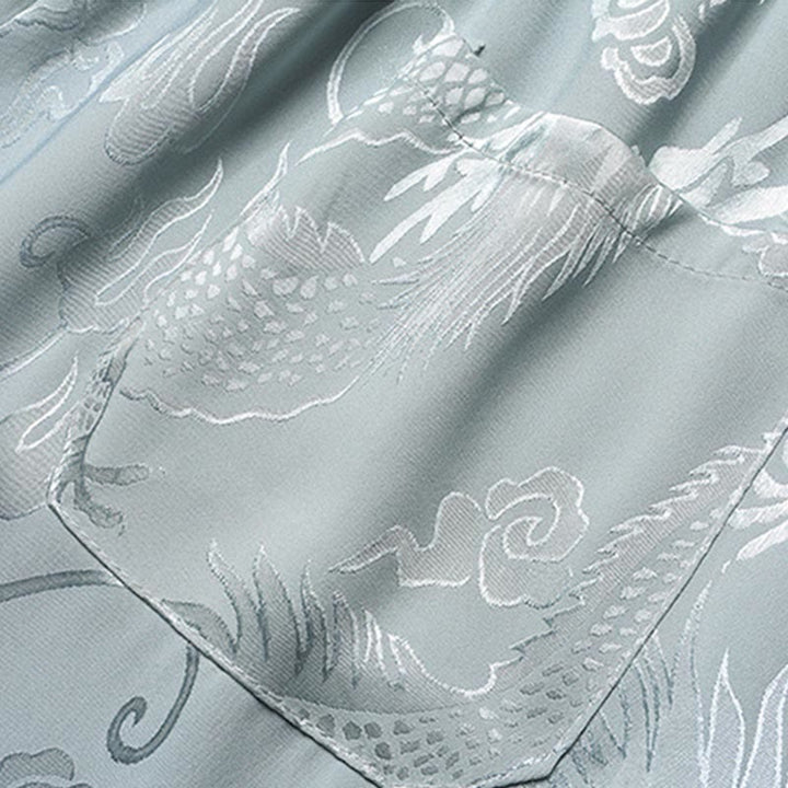Buddha Stones Modello di drago Abito Tang Hanfu Uniforme tradizionale Maniche corte Pantaloni Abbigliamento Set da uomo - image 11