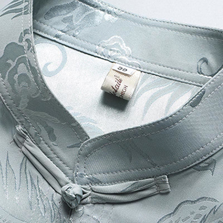 Buddha Stones Modello di drago Abito Tang Hanfu Uniforme tradizionale Maniche corte Pantaloni Abbigliamento Set da uomo - image 4