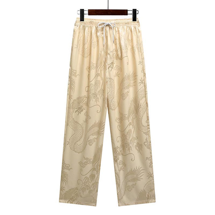 Buddha Stones Modello di drago Abito Tang Hanfu Uniforme tradizionale Maniche corte Pantaloni Abbigliamento Set da uomo