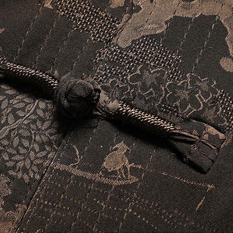 Buddha Stones Pino Padiglione Giardino Tang Suit Hanfu Tradizionale Uniforme Manica Corta Top Pantaloni Abbigliamento Uomo Set - image 7