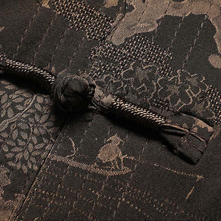Buddha Stones Pino Padiglione Giardino Tang Suit Hanfu Tradizionale Uniforme Manica Corta Top Pantaloni Abbigliamento Uomo Set - image 7