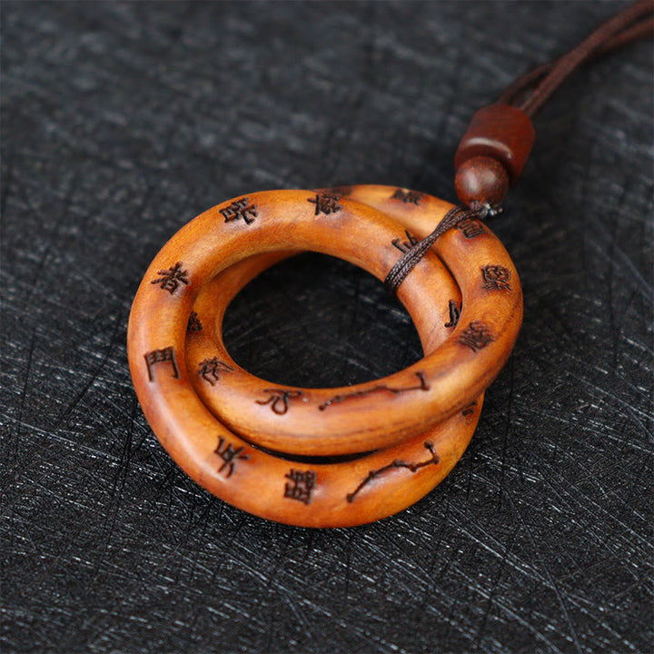 Buddha Stones Fulmine Legno di Giuggiola Anello Taoista Yin Yang Cerchio Qiankun Collana Pendente Tabù della Fortuna di Leizu