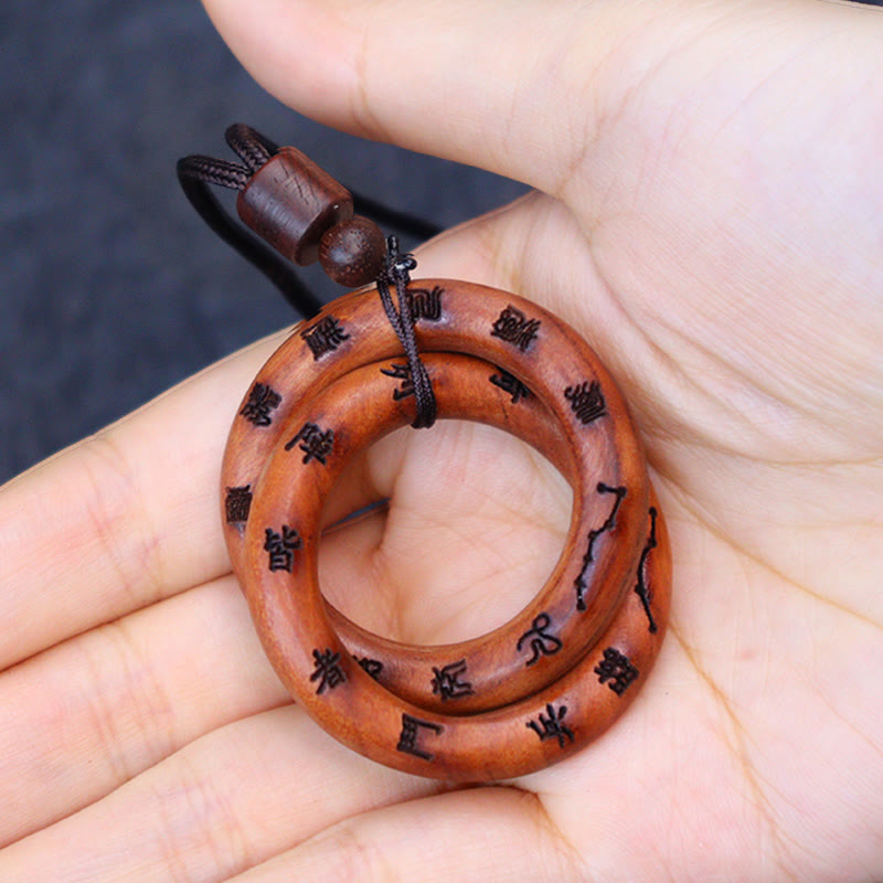 Buddha Stones Fulmine Legno di Giuggiola Anello Taoista Yin Yang Cerchio Qiankun Collana Pendente Tabù della Fortuna di Leizu
