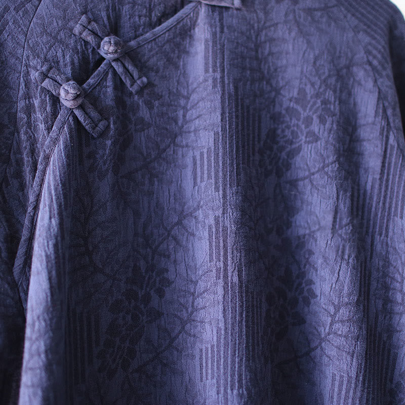 Abito midi in jacquard con fiori e Buddha Stones, abito in cotone e lino a maniche lunghe, pantaloni a gamba larga con tasche