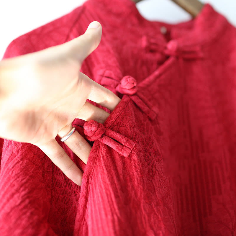 Abito midi jacquard con motivo floreale Buddha Stones, maniche lunghe, in cotone e lino, pantaloni a gamba larga con tasche. - image 23