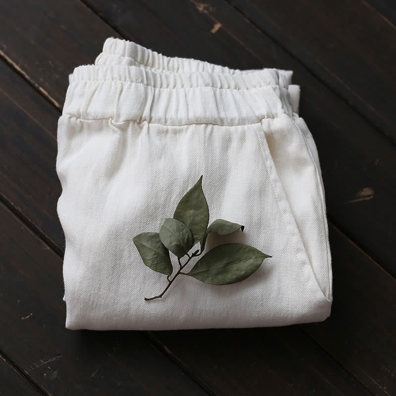 Abito midi in jacquard con fiori e Buddha Stones, abito in cotone e lino a maniche lunghe, pantaloni a gamba larga con tasche - image 51