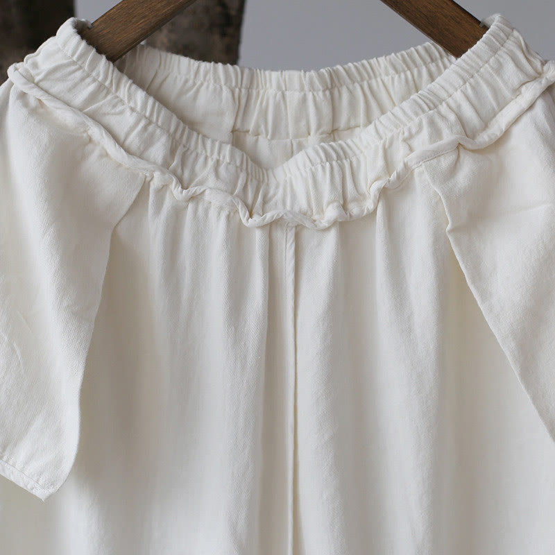 Abito midi in jacquard con fiori e Buddha Stones, abito in cotone e lino a maniche lunghe, pantaloni a gamba larga con tasche - image 52