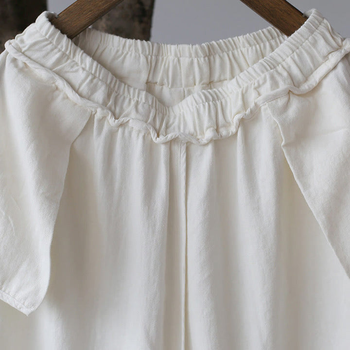 Abito midi in jacquard con fiori e Buddha Stones, abito in cotone e lino a maniche lunghe, pantaloni a gamba larga con tasche - image 52