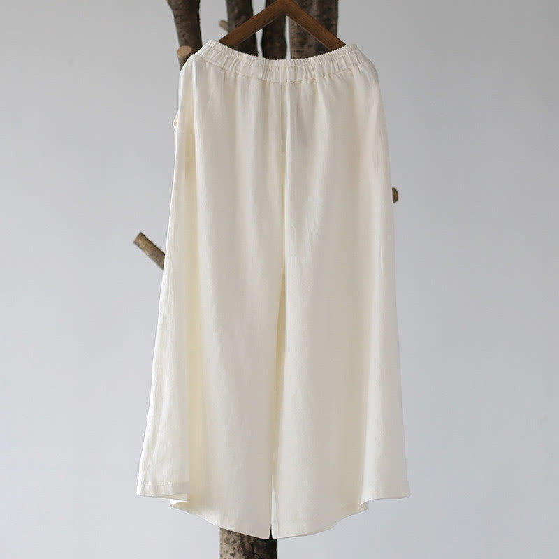 Abito midi in jacquard con fiori e Buddha Stones, abito in cotone e lino a maniche lunghe, pantaloni a gamba larga con tasche