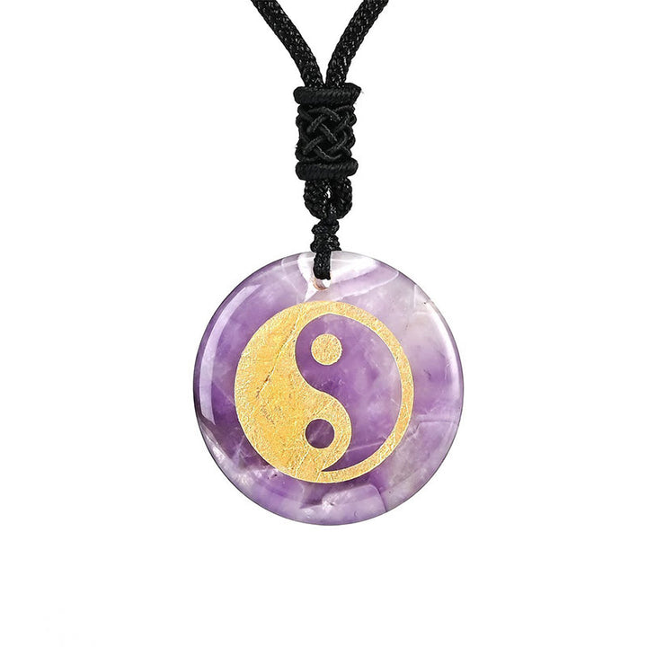 Buddha Stones Vari cristalli Ametista Occhio di tigre Avventurina verde Yin Yang Collana pendente spirituale