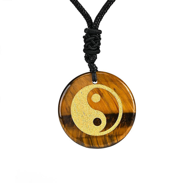 Buddha Stones Vari cristalli Ametista Occhio di tigre Avventurina verde Yin Yang Collana pendente spirituale